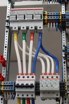 Current circuit breakers. Stock Photos