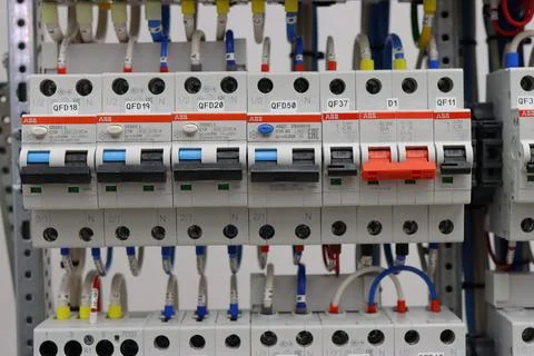 Current circuit breakers. Stock Photos