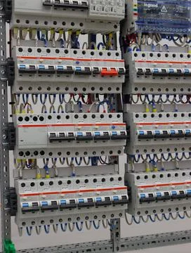 Current circuit breakers. Stock Photos