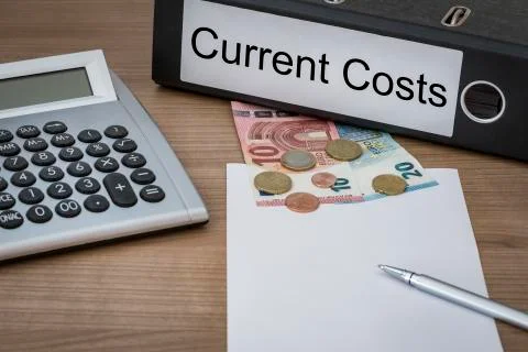 Current Costs written on a binder Stock Photos