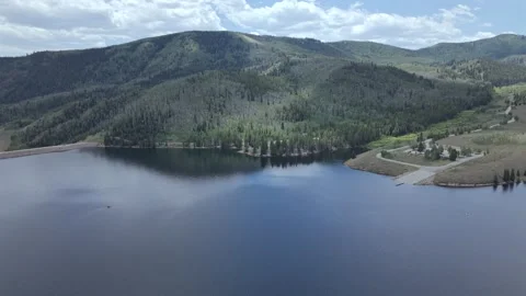 Current Creek Reservoir in Uinta Mountains Utah High Altitude Push Stock Footage 338305347