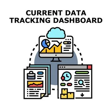 Current data tracking dashboard analyzing information management Illustrazione stock