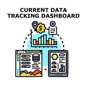 Current data tracking dashboard visualizing digital analytics Stockillustratie