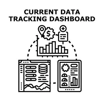 Current data tracking dashboard visualizing digital analytics Stock Illustration