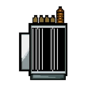Current electrical transformer pixel art vector illustration Illustrazione stock