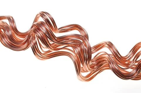 Current flow, wavy copper wire Stock Photos
