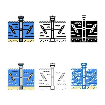 Current generator mix tidal power color icon vector Stock Illustration