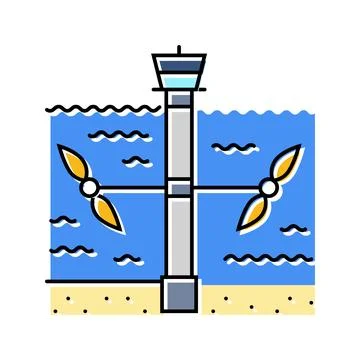 Current generator tidal power color icon vector illustration Stock Illustration