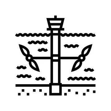 Current generator tidal power line icon vector illustration イラスト素材