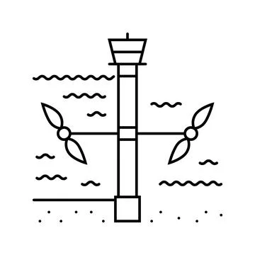 Current generator tidal power line icon vector illustration Illustrazione stock