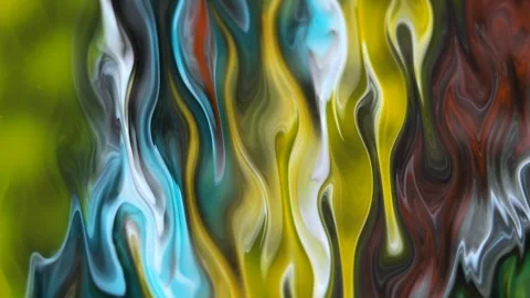 The current ink is red, brown, yellow and blue on a black background. Marble 스톡 동영상 319042549