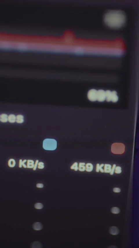 Current internet upload and download speeds for top processes on a computer Stock Footage 327913081