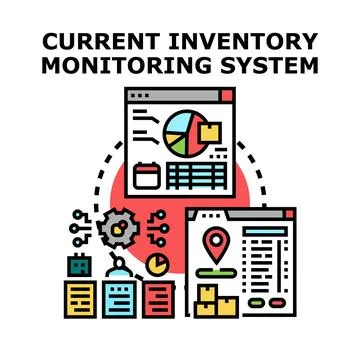 Current inventory monitoring system data analytics concept Illustrazione stock