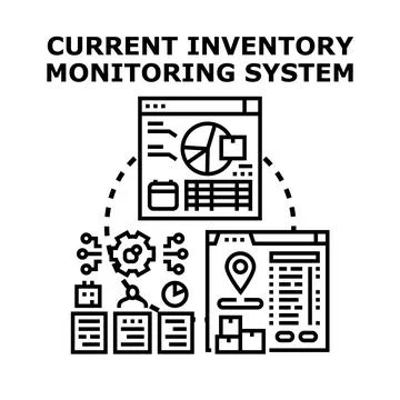 Current inventory monitoring system data analytics concept Ilustración de archivo