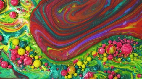 Current liquid paints. Abstract color moving background closeup Vídeos de archivo 134322655
