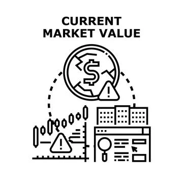 Current market value decline and financial risk analysis Stock Illustration