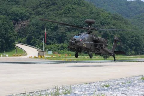 Current Military-1940-present day, An AH-64E Apache Helicopter belonging to the Stock Photos