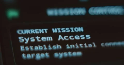 Current mission System Access, hacking concept Stock Footage 323367264