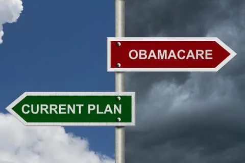 Current plan versus obamacare Stock Illustration