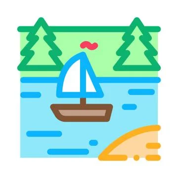 Current river among gorge icon vector outline illustration Stock Illustration