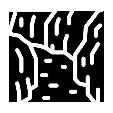 Current river among gorge icon Vector Glyph Illustration Stock Illustration