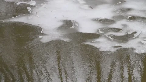 The current of the river erodes the ice in the spring Stock Footage 133111838