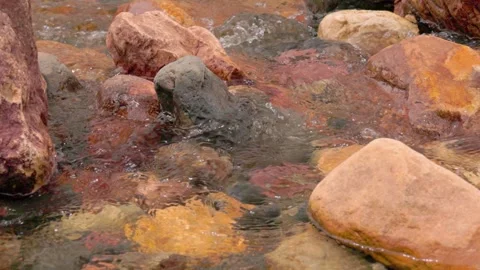 The current of a river flowing over rocks and stones Stock Footage 335894133