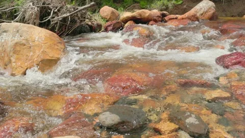 The current of a river flowing over rocks and stones Stock Footage 335894747