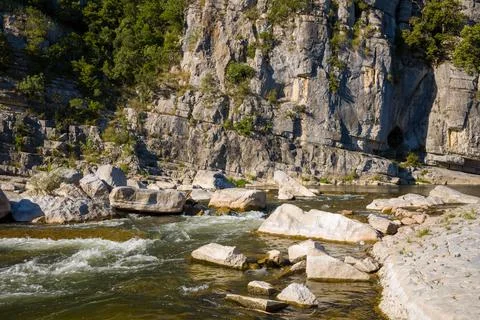 The current of the river in the Gorges de lArdeche Stock Photos