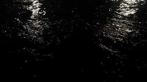 The current of the riverbed, flow of water night darkness, waves. Stock Footage 345067806