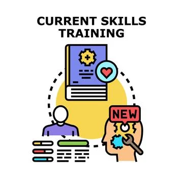 Current skills training developing new professional abilities Stock Illustration