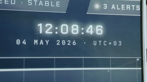 Current time UTC plus 03 and date Stock-Footage 334442867