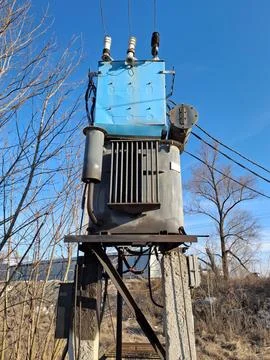 Current transformer, high voltage power lines 库存照片