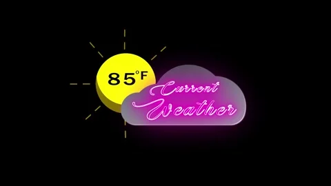 Current Weather with cloud and sun icon animation. 85 Degree F. Stock Footage 286145086