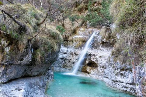 Current winter waterfall Stock Photos