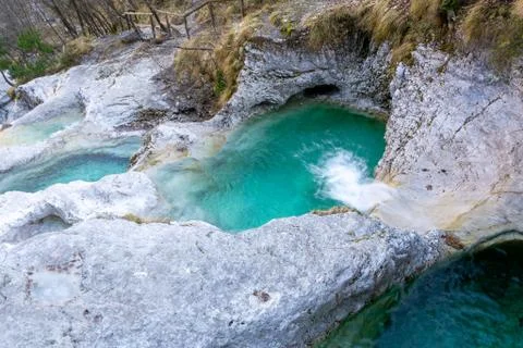 Current winter waterfall Stock Photos