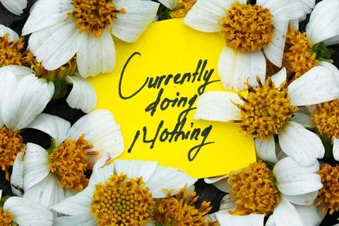 Currently doing nothing  Inspirational Message with Flowers. Encouraging Ha.. Stock Photos