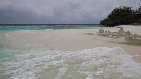 Currents on the beach and a lot of clouds Stock Footage 82497646