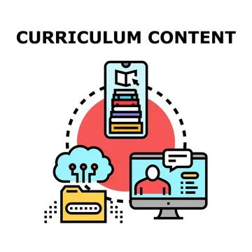Curriculum content preparing education learning material online Illustrazione stock