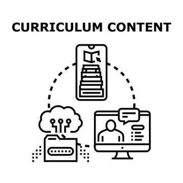 Curriculum content preparing education learning material online 스톡 일러스트