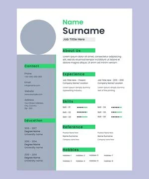Curriculum cv resume template with modern style Stock Illustration