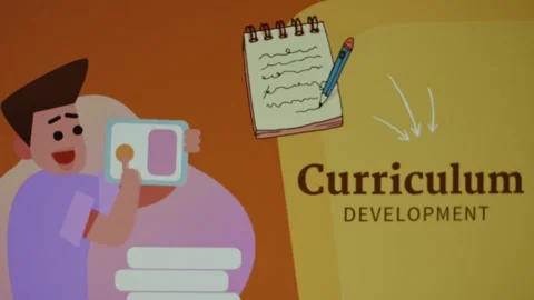Curriculum development inscription on orange and sand color background Stock Footage 270500788