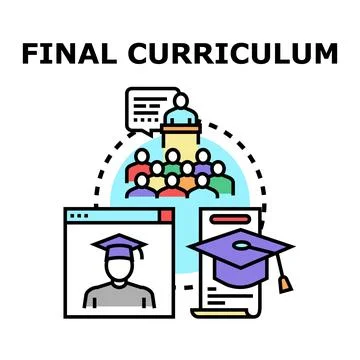 Curriculum finalization process completing education and graduation Stock Illustration