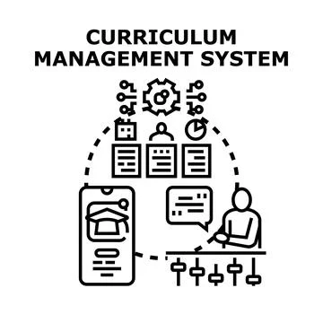 Curriculum management system developing online education program Illustrazione stock