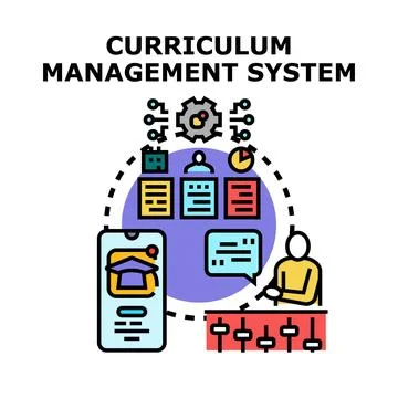 Curriculum management system developing online education program Stock Illustration