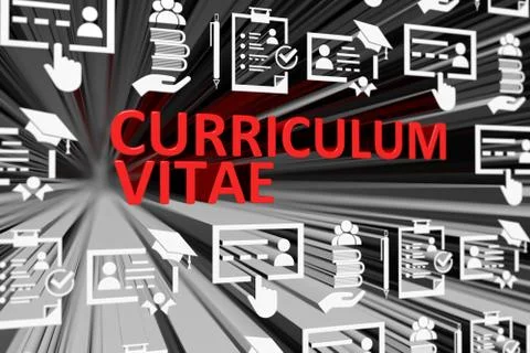 CURRICULUM VITAE concept blurred background 3d render illustration Stock Illustration