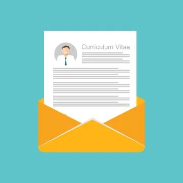 Curriculum vitae in envelope. Stock Illustration