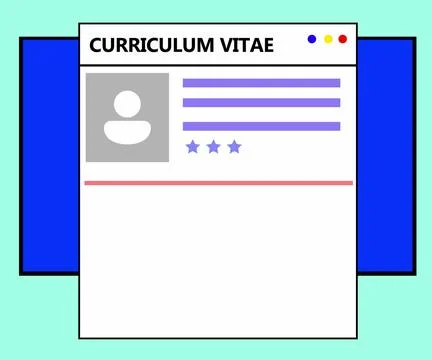 Curriculum vitae or resume on a computer screen with icon and skill rating .. Stock Illustration