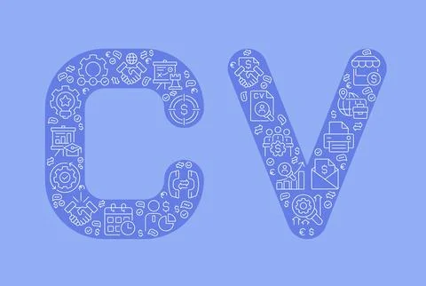 Curriculum vitae pixel perfect shaped concept filled with editable linear icons イラスト素材