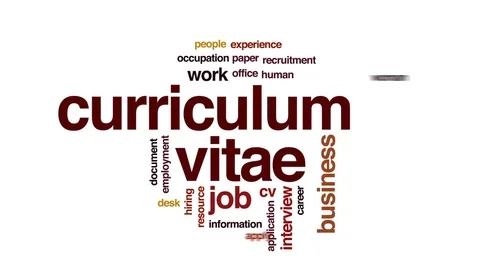 Curriculum vitae word cloud, text design animation. Stock Footage 79899845
